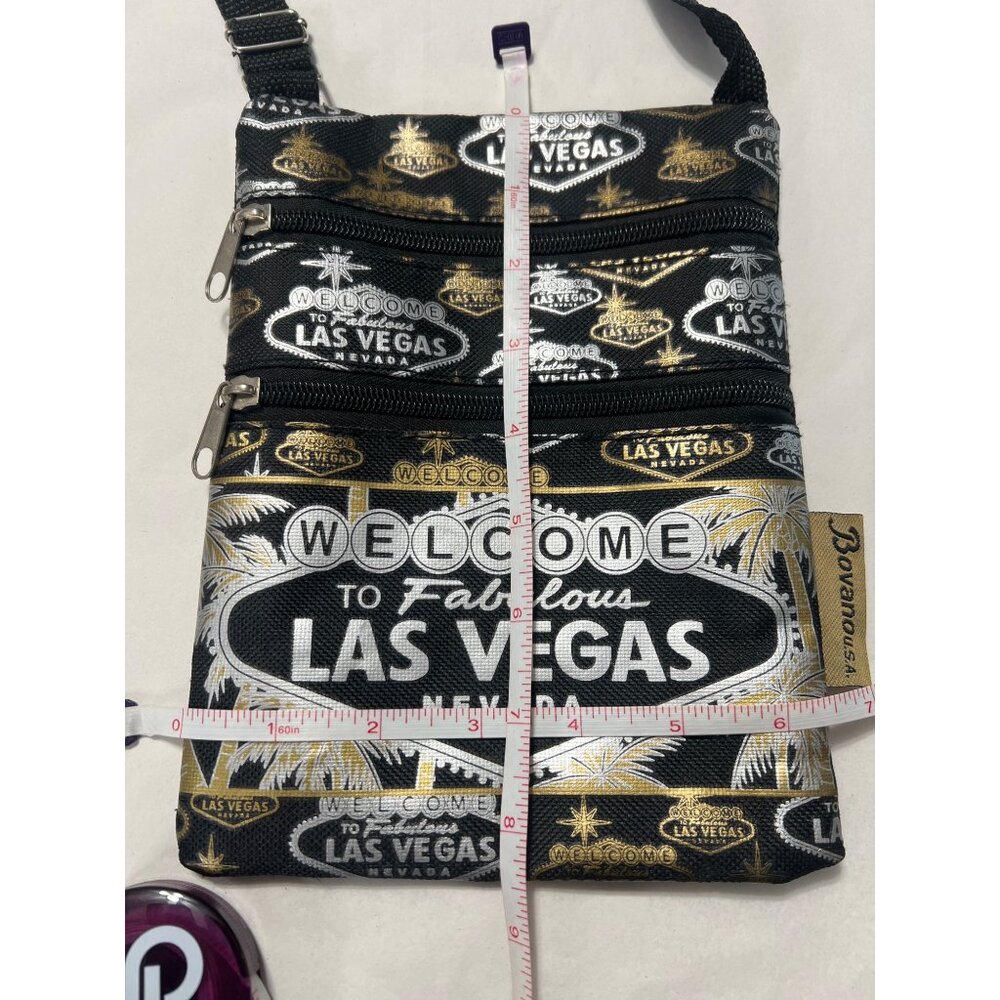 Micro Black Faux Leather Tote & Las Vegas Crossbody Bag Travel Set - Picture 6 of 9